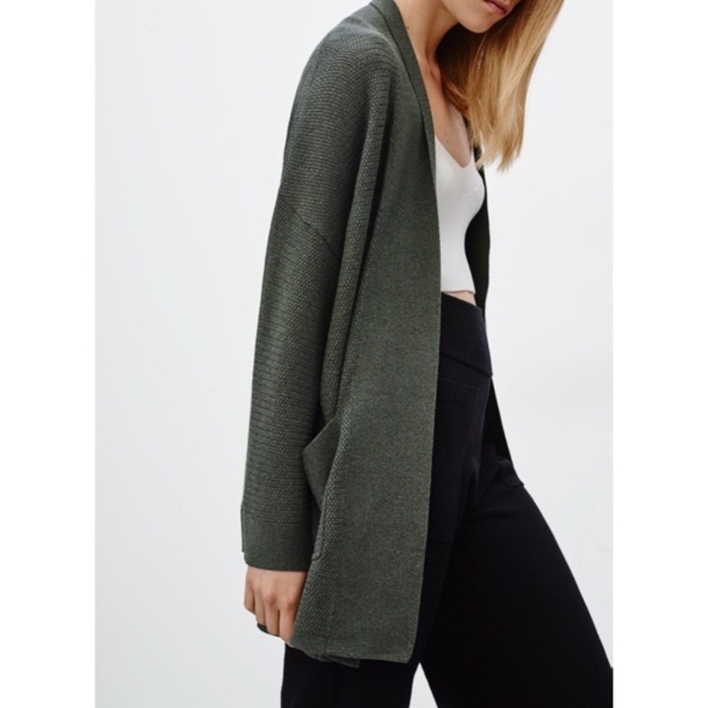 Aritzia Wilfred Grey Knit Copernic Silk Cashmere Open Cardigan size XXS - Picture 1 of 16